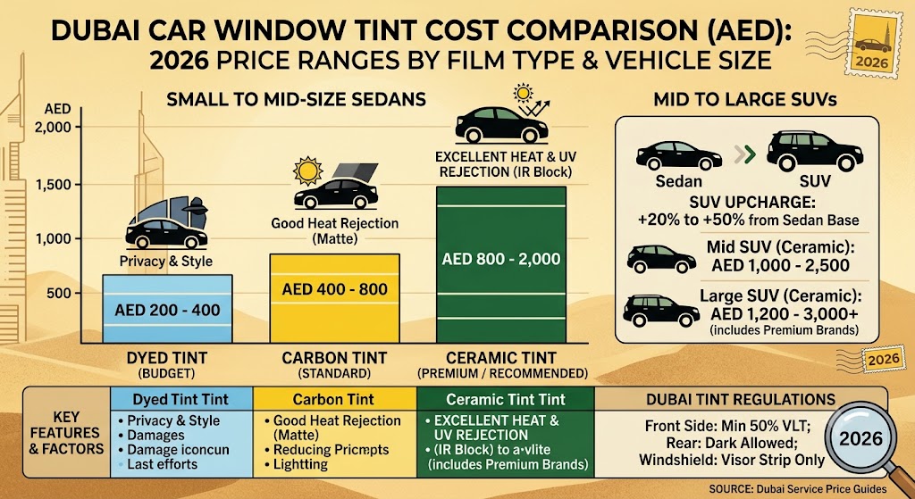 Dubai tinting service pricing guides